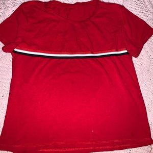 Red stripped crop tee